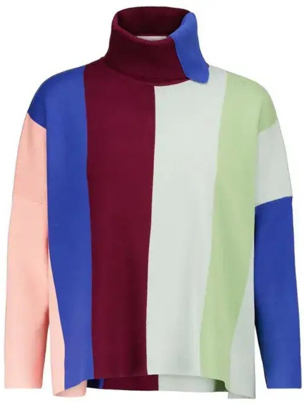 VVB Victoria Beckham Colorblock Turtleneck Sweater - Multi Three Quarter Sleeve